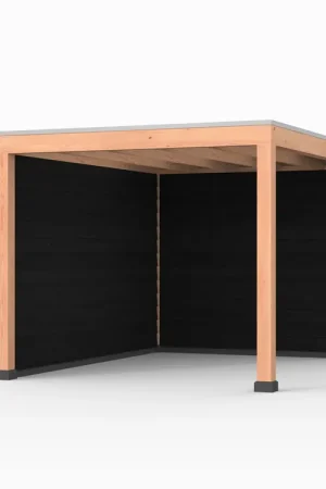 Dagaanbieding Douglas overkapping, 300 x 400, met achterwand en zijwand, Westwood Elegant zwart